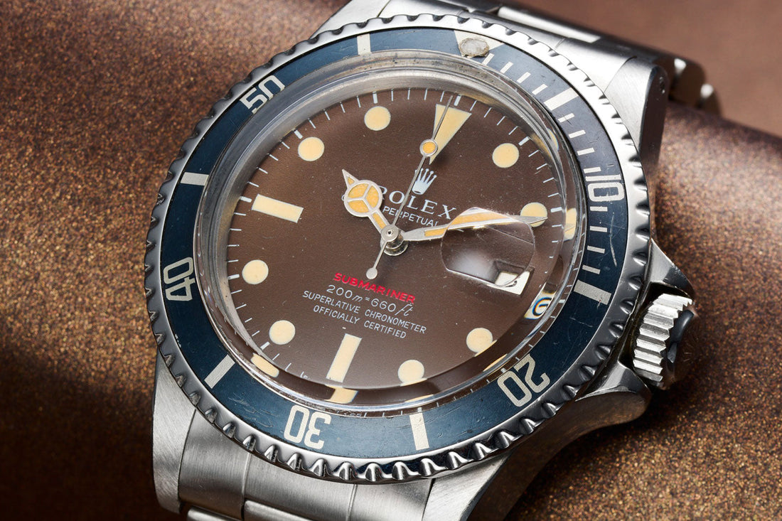 Vintage Rolex Submariner με παλιά στεφάνη σε κοντινή λήψη – συλλεκτικό Rolex ρολόι
