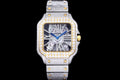Cartier Skeleton Yellow Tow Tone Gold Full icedout Diamonds