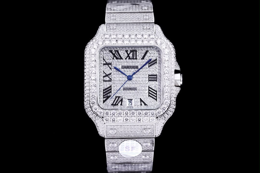 Cartier Sandos Full icedout Diamonds