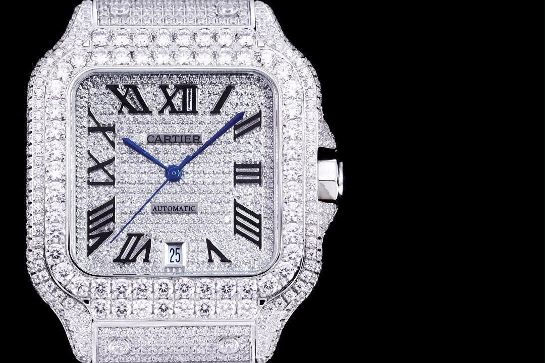 Cartier Sandos Full icedout Diamonds
