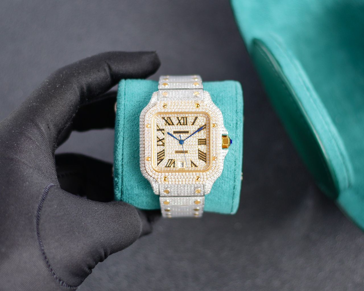 Cartier Yellow Tow Tone Gold Full icedout Diamonds