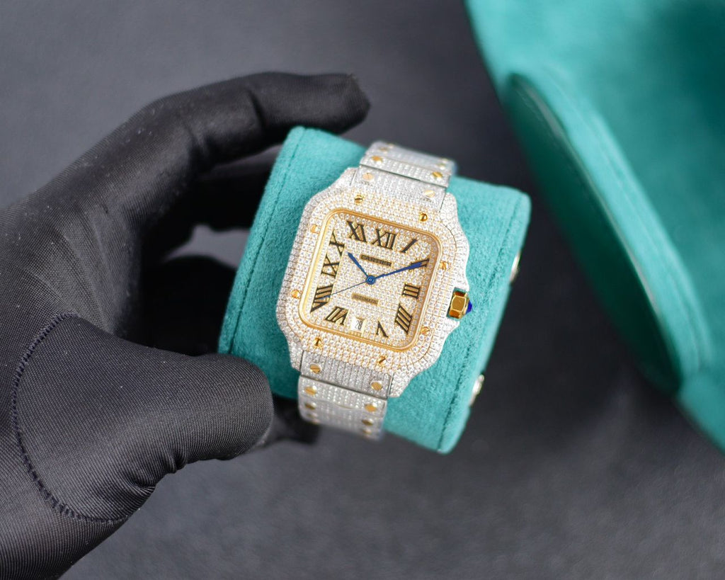 Cartier Yellow Tow Tone Gold Full icedout Diamonds