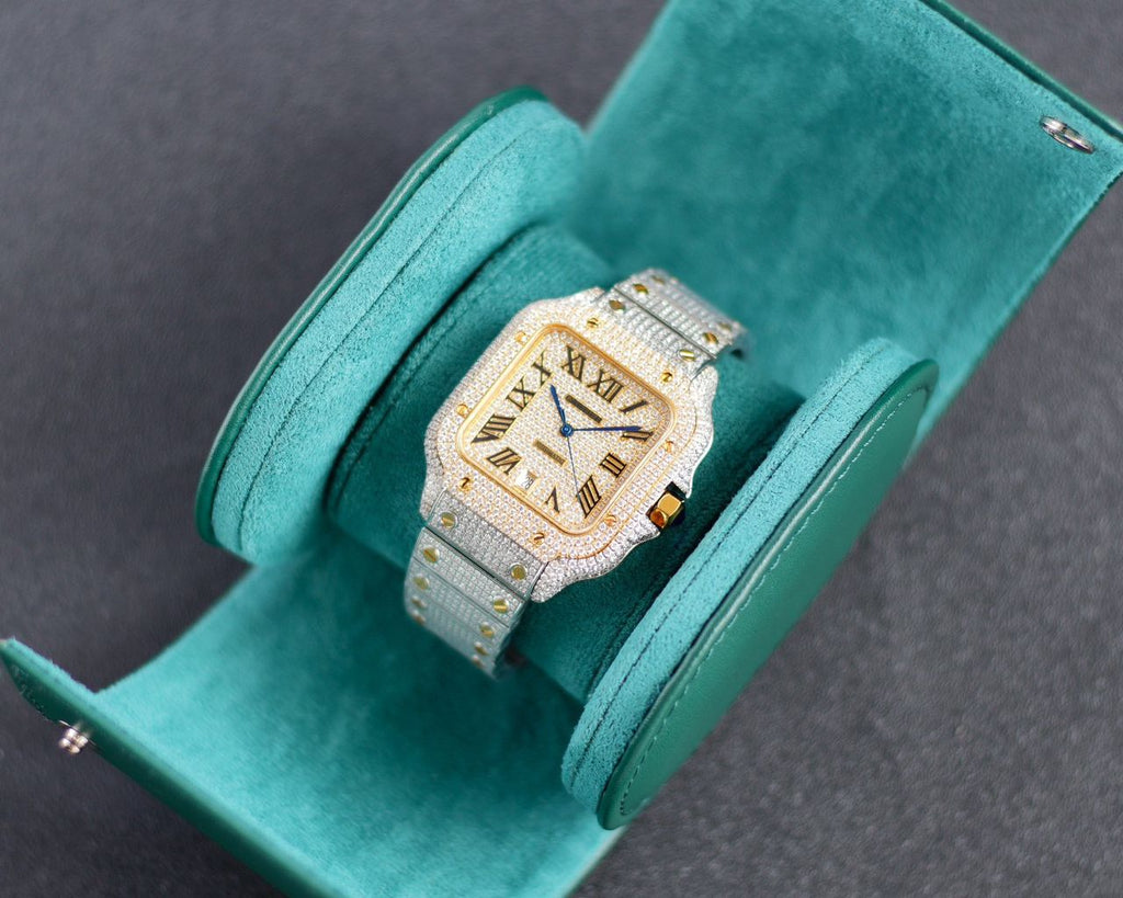 Cartier Yellow Tow Tone Gold Full icedout Diamonds