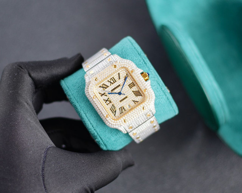 Cartier Yellow Tow Tone Gold Full icedout Diamonds