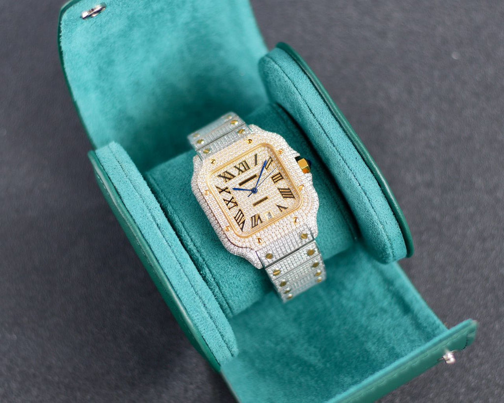 Cartier Yellow Tow Tone Gold Full icedout Diamonds
